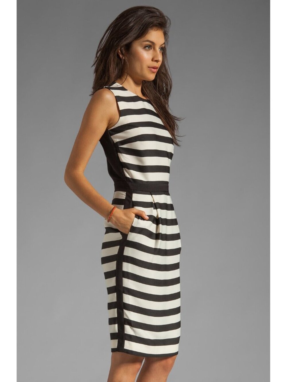 Striped Pleated Sleeveless Dress By Malene Birger Lillian Sz S